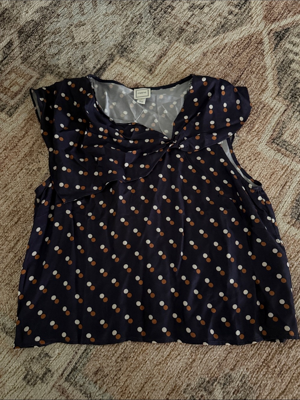 New with tags Maeve Navy Polka Dot Sleeveless Bow-Accent top.